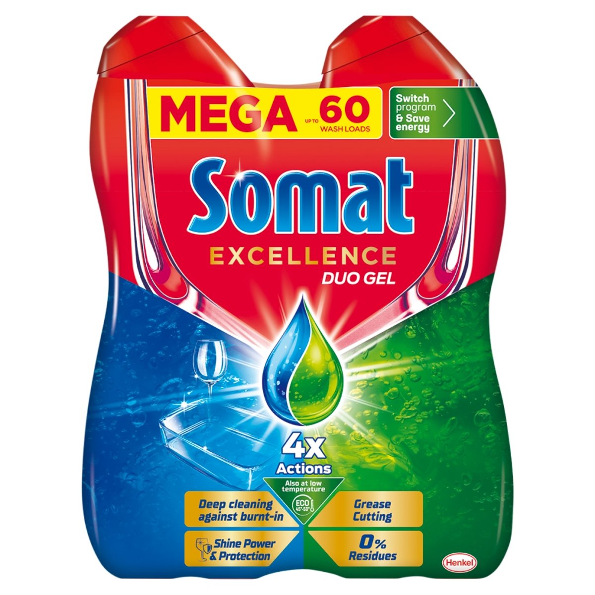 Somat Excellence DuoGel Grease Cutting mosogatógél 2x540 ml