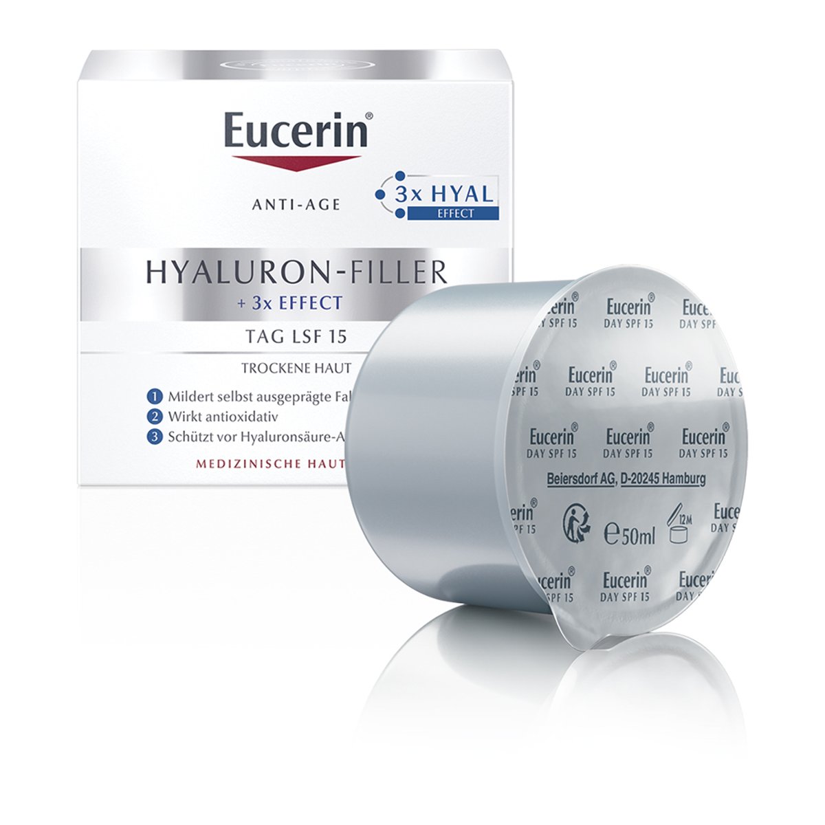 Eucerin Hyaluron-Filler krém nappali öko utántöltő 50ml