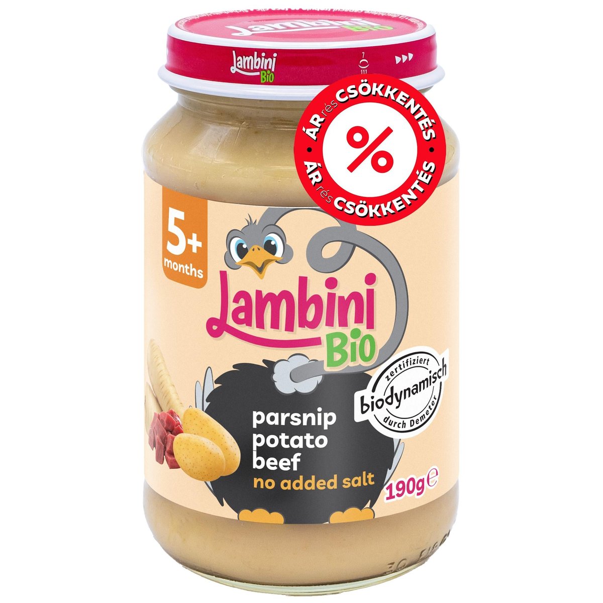 Lambini BIO Demeter Paszternák Burgonyával és Marhahússal bébiétel 5 hónapos kortól