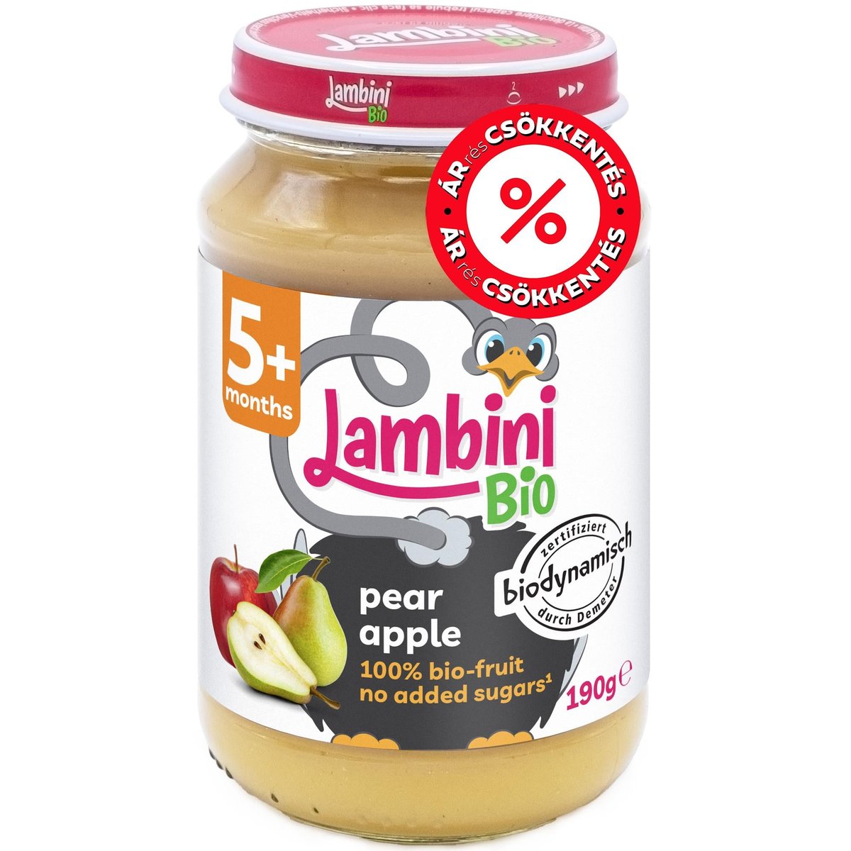 Lambini BIO Demeter Alma Körtével bébiétel  5 hónapos kortól