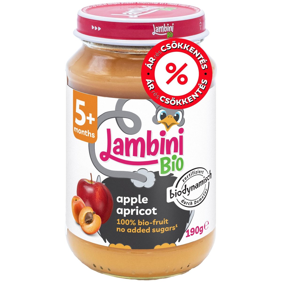 Lambini BIO Demeter Sárgabarack Almában bébiétel  5 hónapos kortól