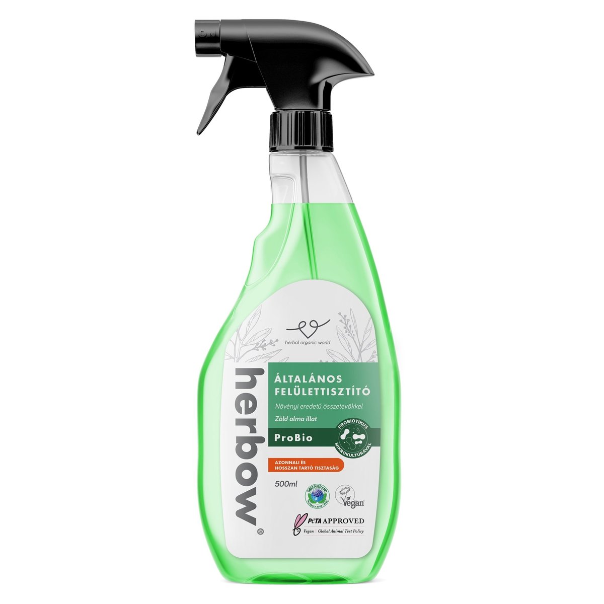 Herbow Általános felülettisztító Probiotikus Spray & Wipe zöld alma illattal