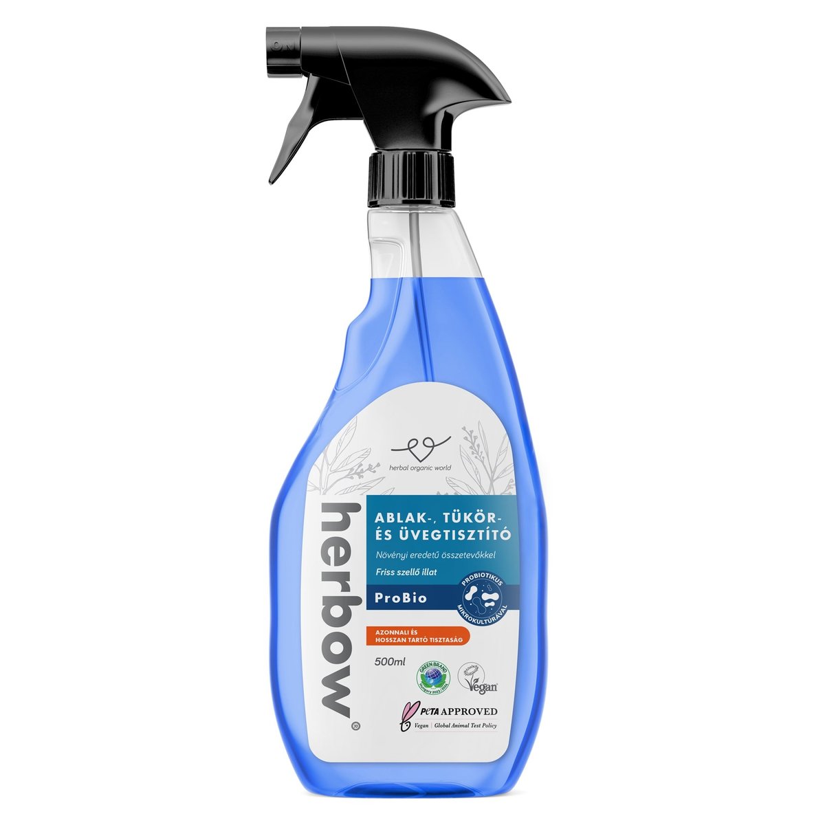 Herbow Ablak-, tükör- és üvegtisztító Probiotikus Spray & Wipe Friss szellő illattal