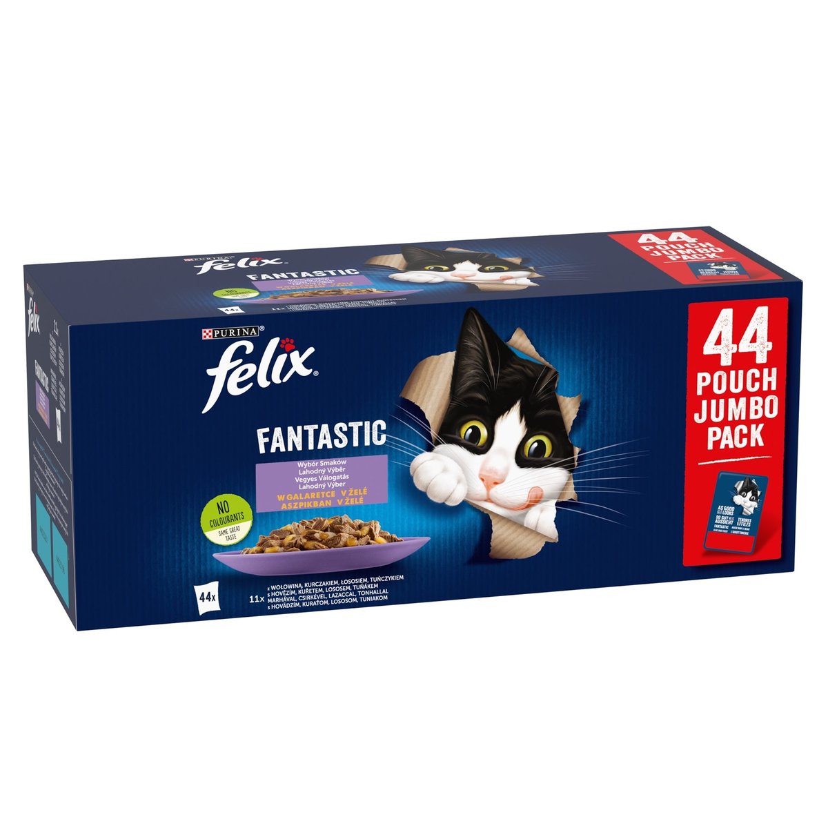 Felix Fantastic Vegyes Válogatás aszpikban nedves macskaeledel, 44 x 85 g