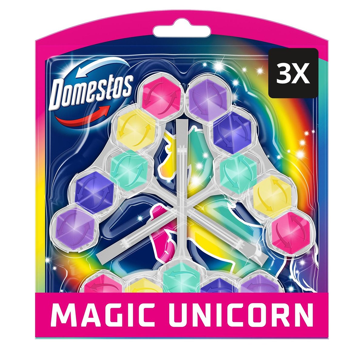 Domestos Power5 Magic Unicorn WC illatosító blokk, 3x50 g