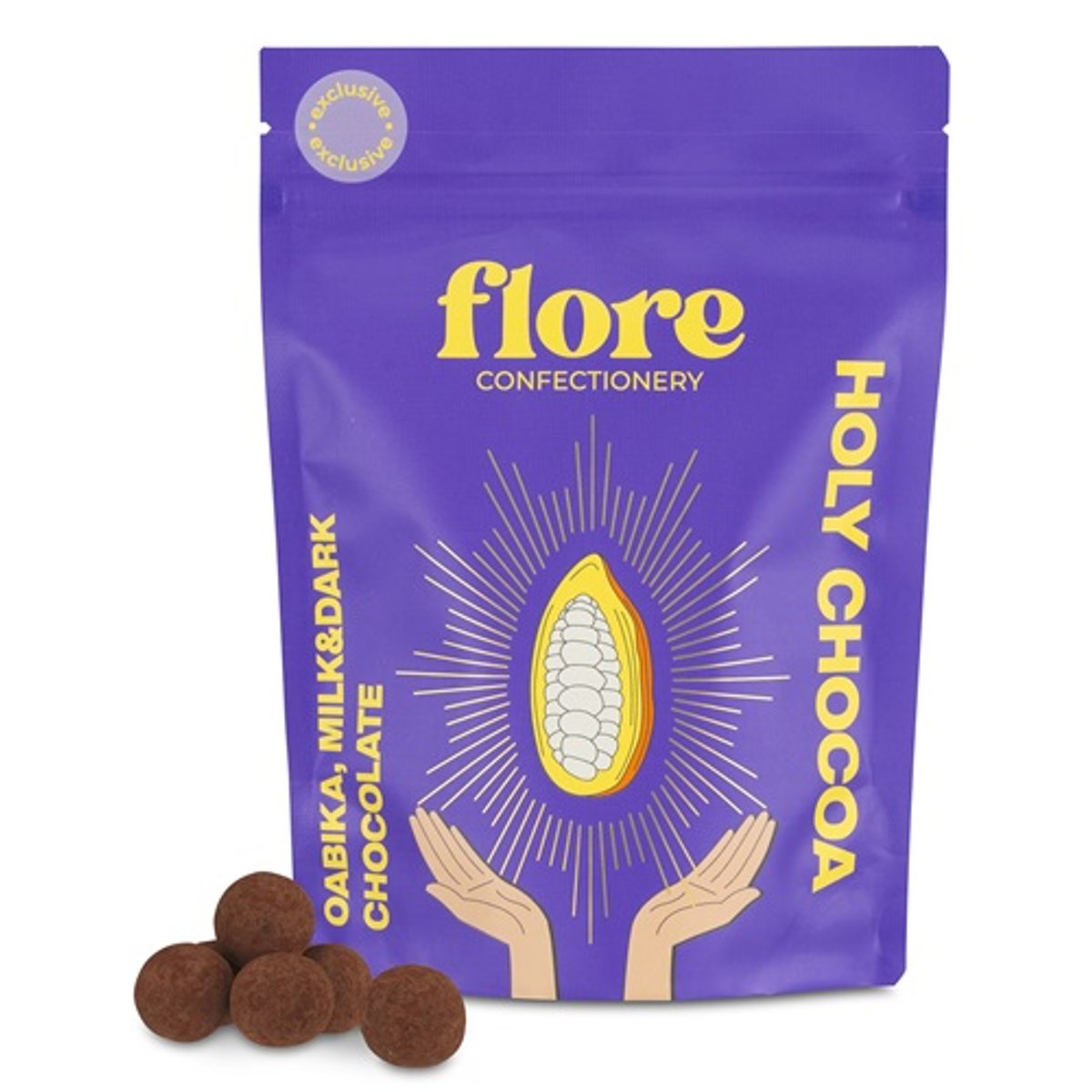 Flore Confectionery Szent Kakaó drazsé: Kakaóméz, tej-és étcsokoládé drazsé