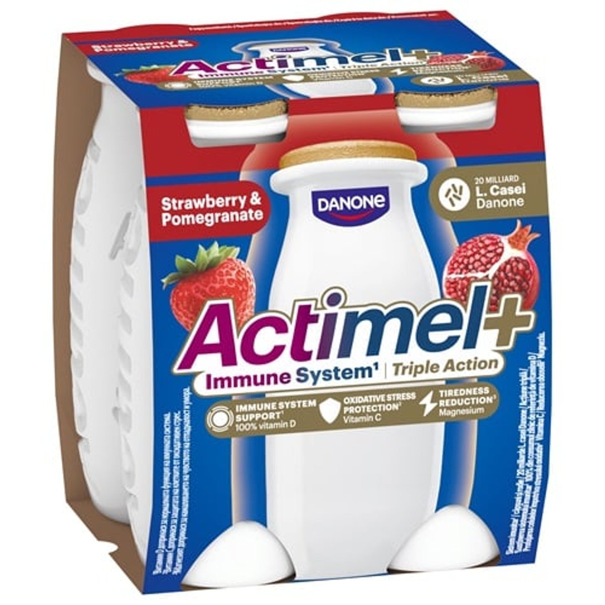 Danone Actimel Triple Action epres-gránátalmás joghurtital C-, B6-, D-vitaminnal és magnéziummal (4x100g)