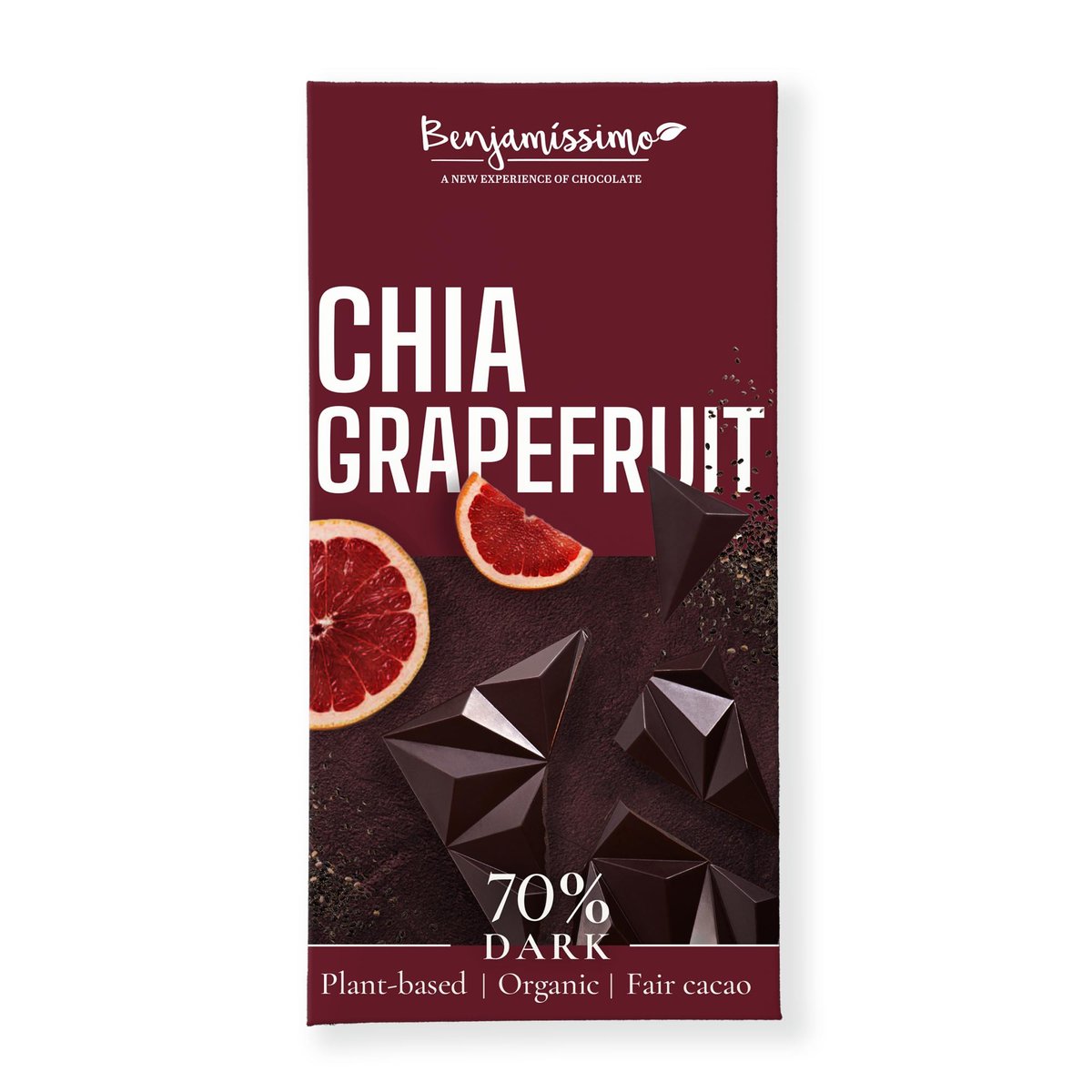Benjamíssimo BIO Vegán fekete csokoládé chiaval és grapefruittal