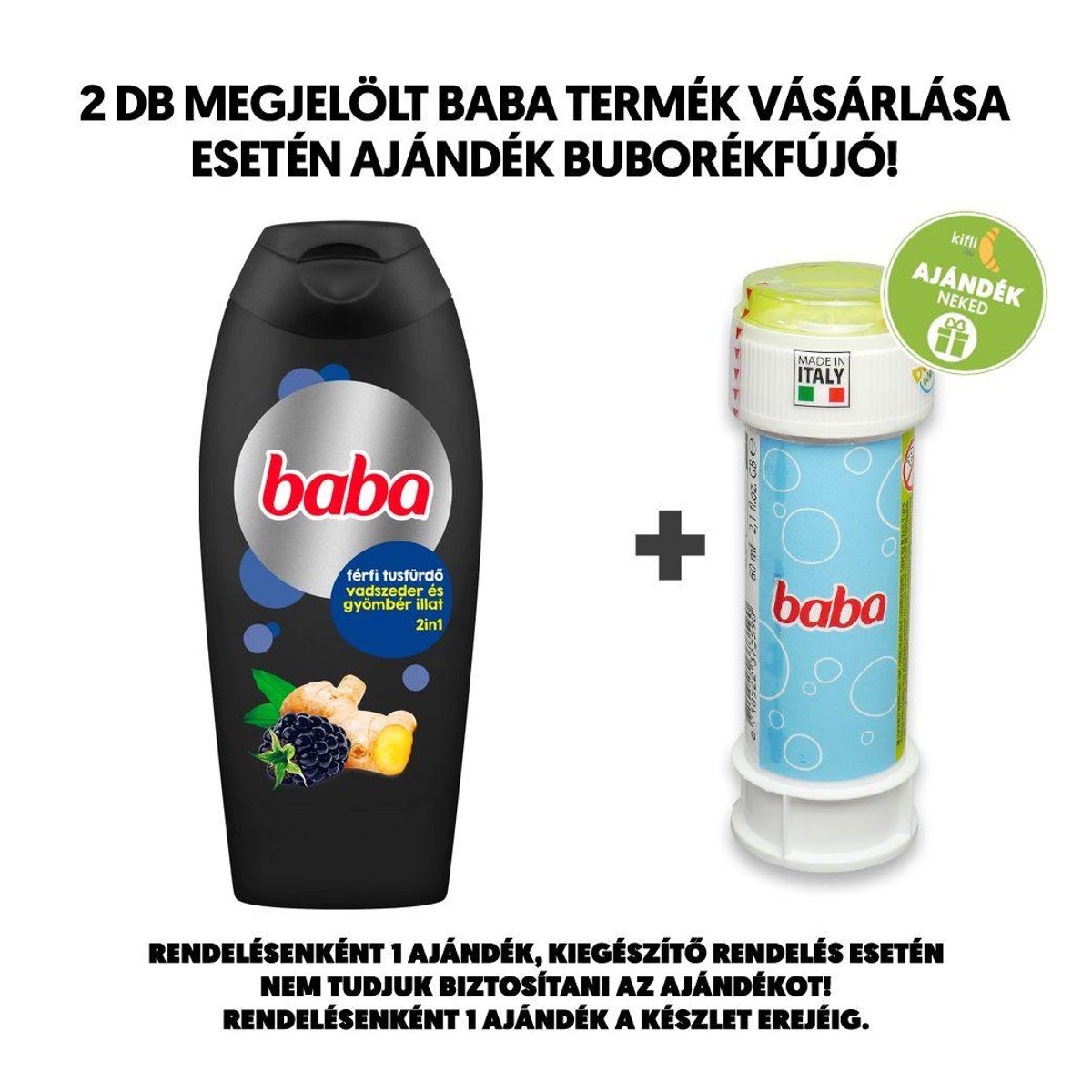 Baba 2in1 Vadszeder és gyömbér illatú férfi tusfürdő, 400 ml