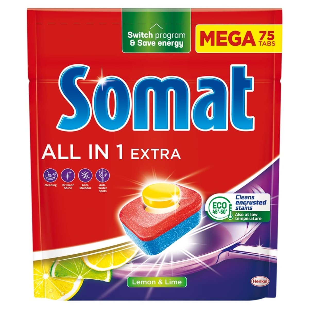 Somat All in One Extra Lemon & Lime mosogatógép tabletta 75 db