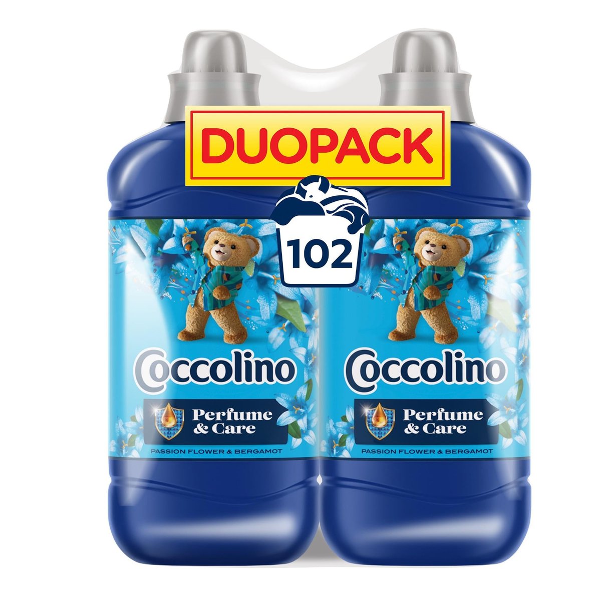 Coccolino Perfume&Care öblítő, Passion Flower&Bergamot, 51 mosás, 2x1275 ml, DUOPACK