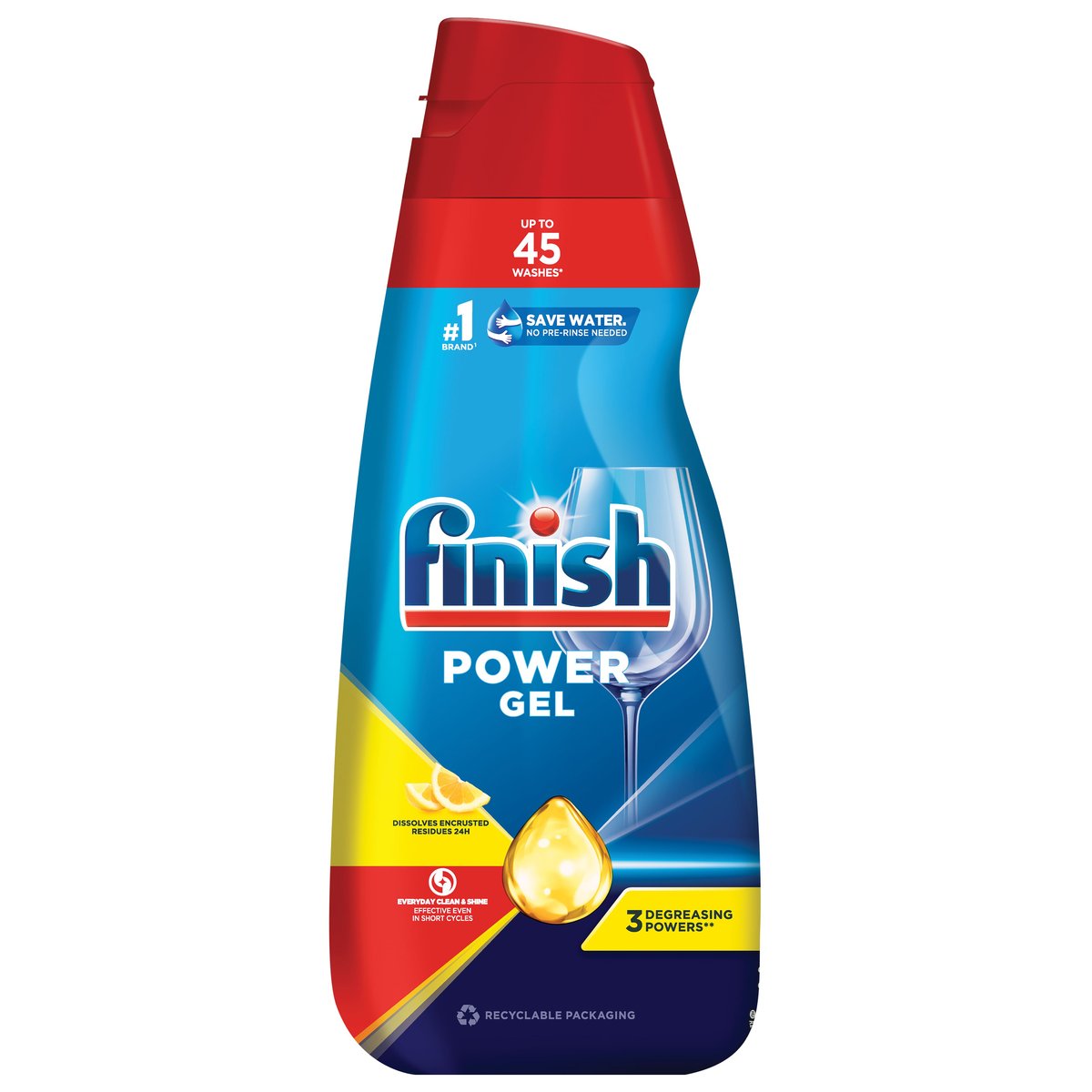 Finish Power All in 1 gépi mosogatógél, Lemon