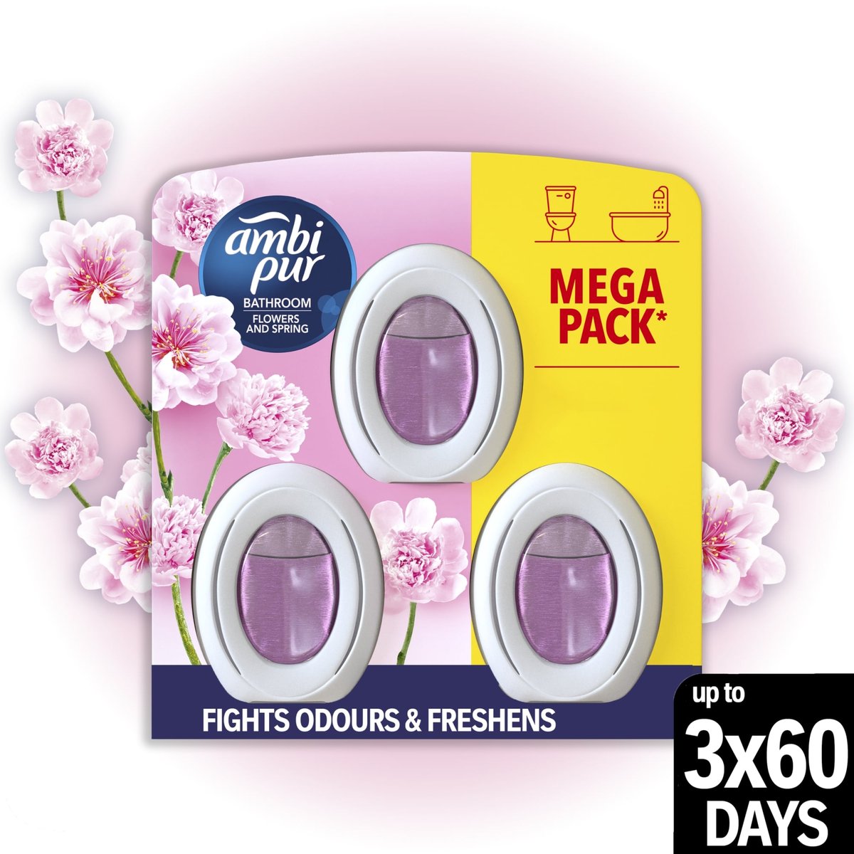 Ambi Pur Fürdőszobai Légfrissítő Flowers & Spring, 3x8 ml