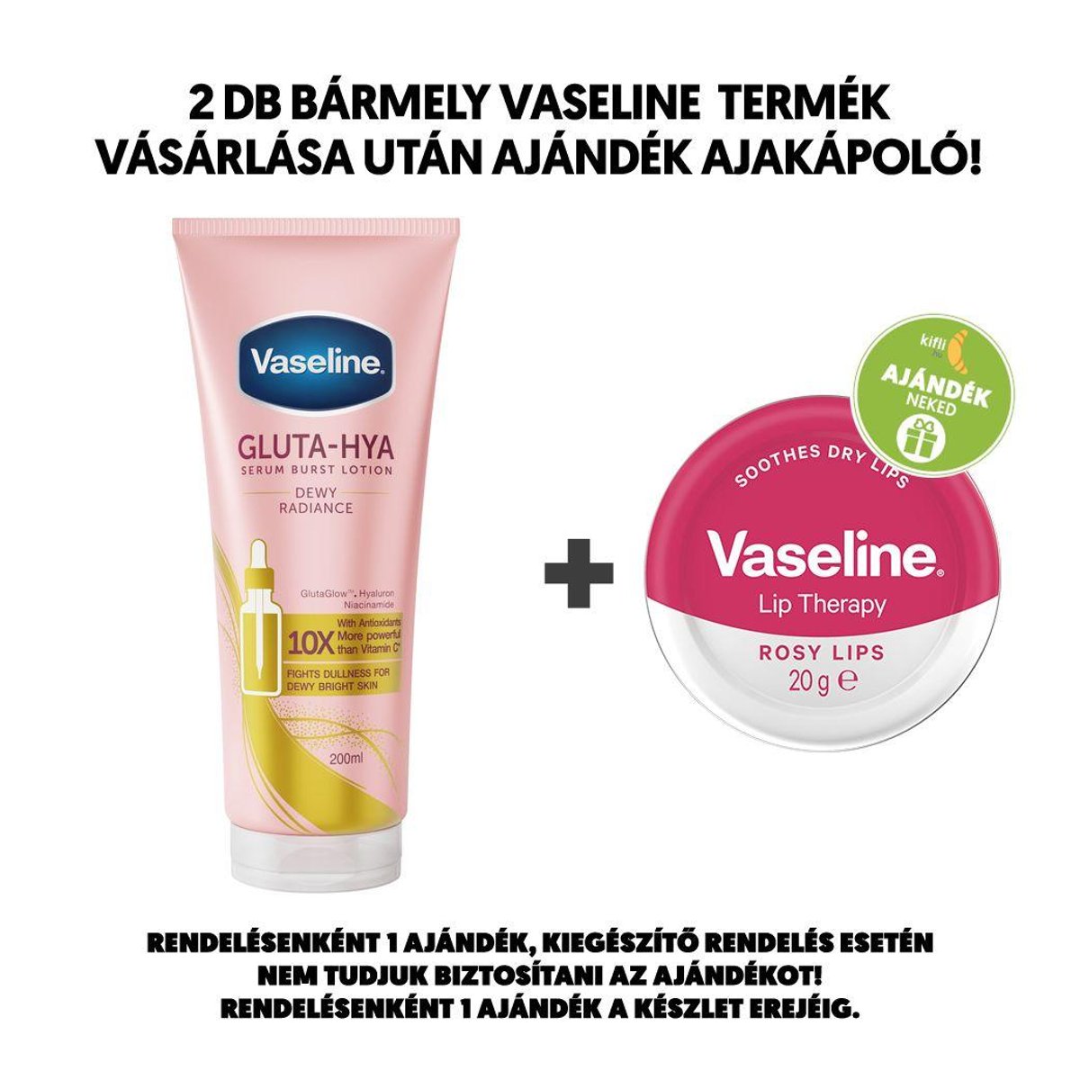 Vaseline Dewy Radiance szérumos testápoló ragyogó bőrért, 200 ml