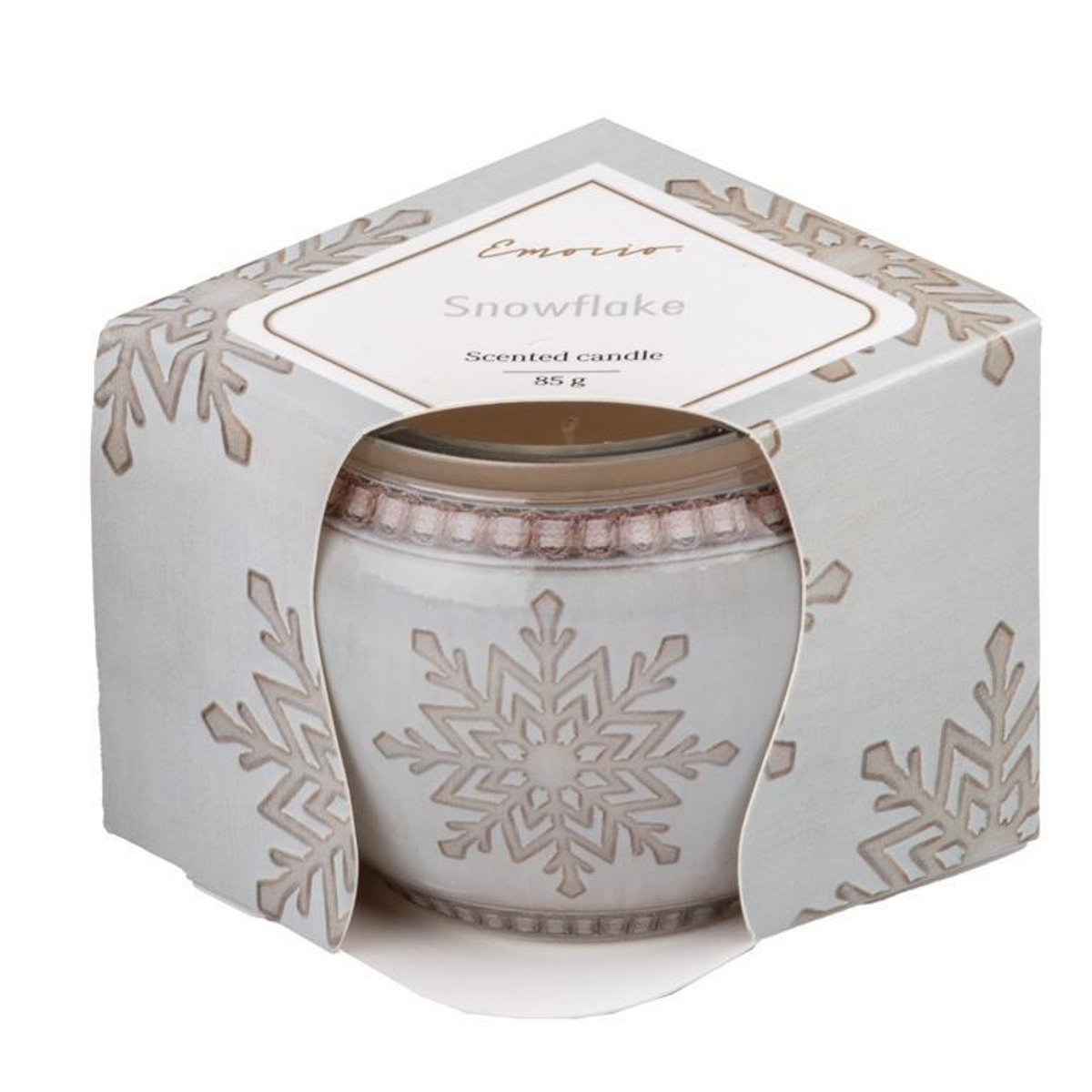 Emocio Üveg Illatgyertya Snowflake (Cookie and Cream)