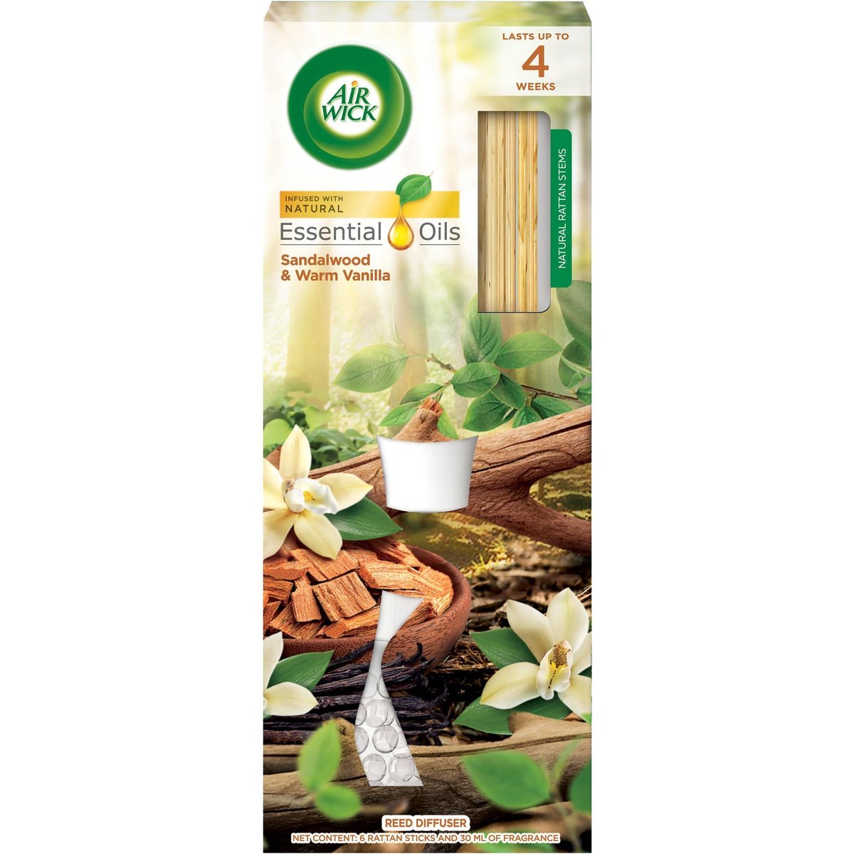 Air Wick pálcikás illatosító, Szantálfa és lágy vanília illat