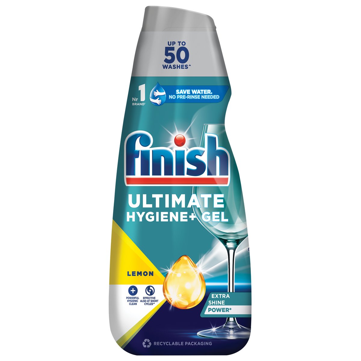 Finish Ultimate Hygiene+ gépi mosogatógél, Lemon