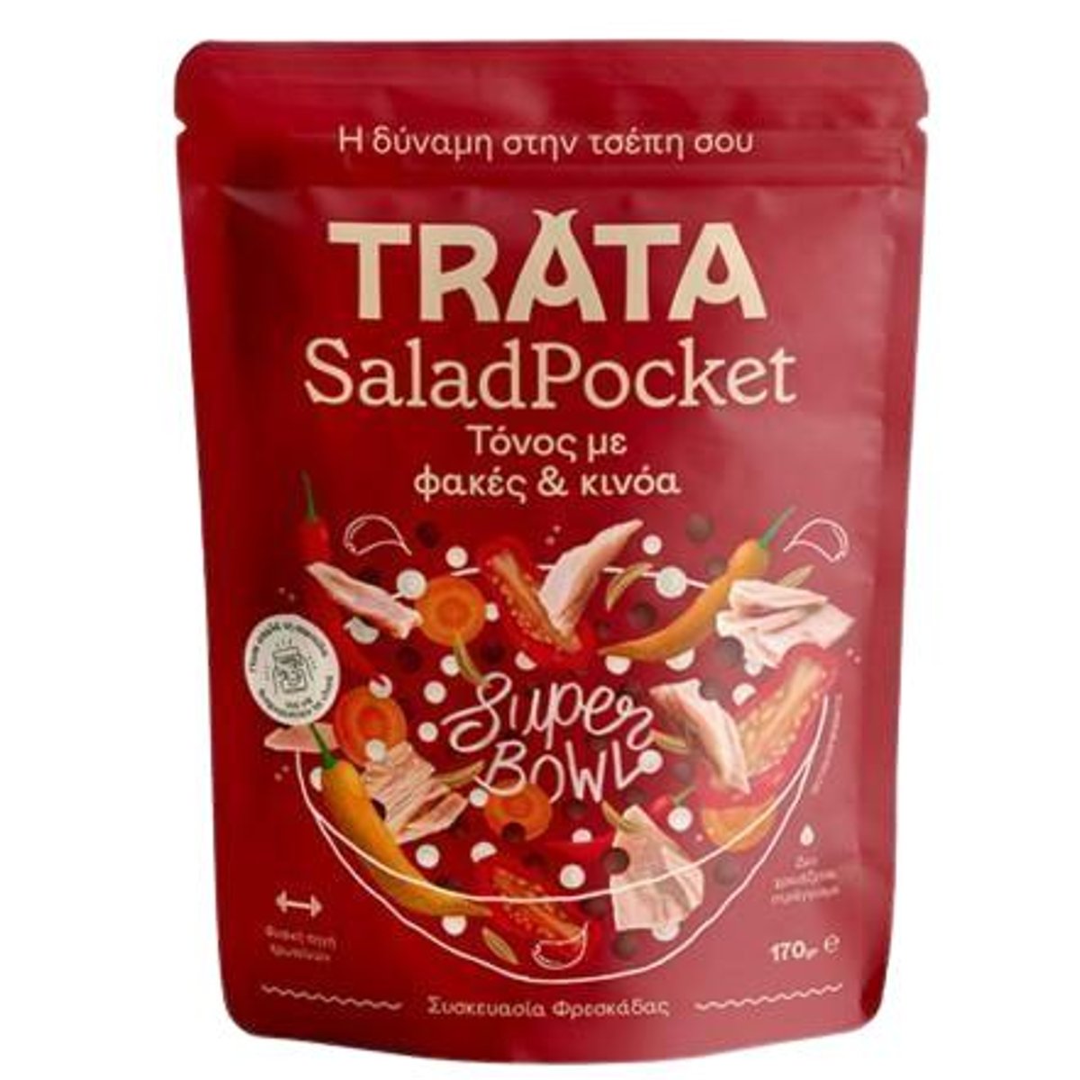 TRATA Tonhal saláta Super Bowl Quinoával és lencsével