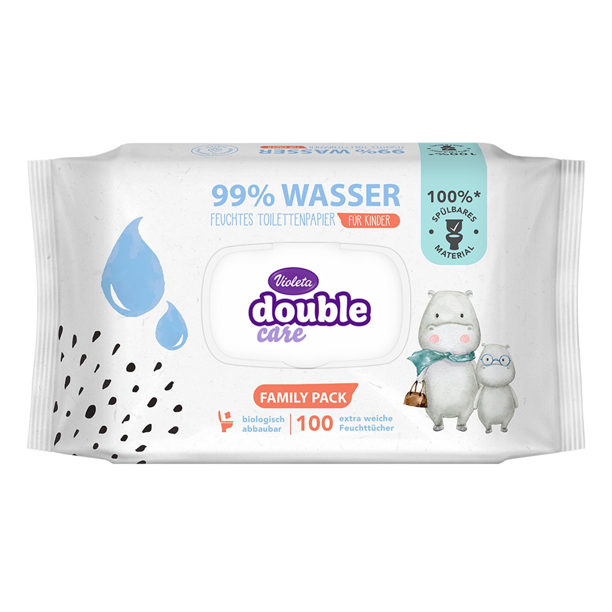 VIOLETA Double Care nedves toalettpapír 100db, 99% víztartalommal