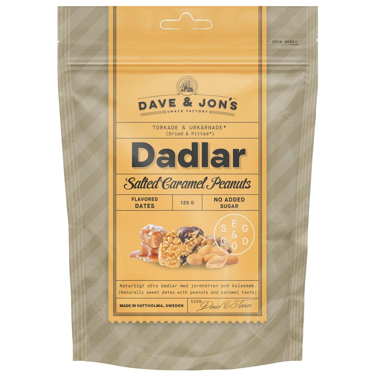 Dave & Jon's Dates Salted Caramel Peanuts - sós karamell és földimogyoró ízű datolya snack