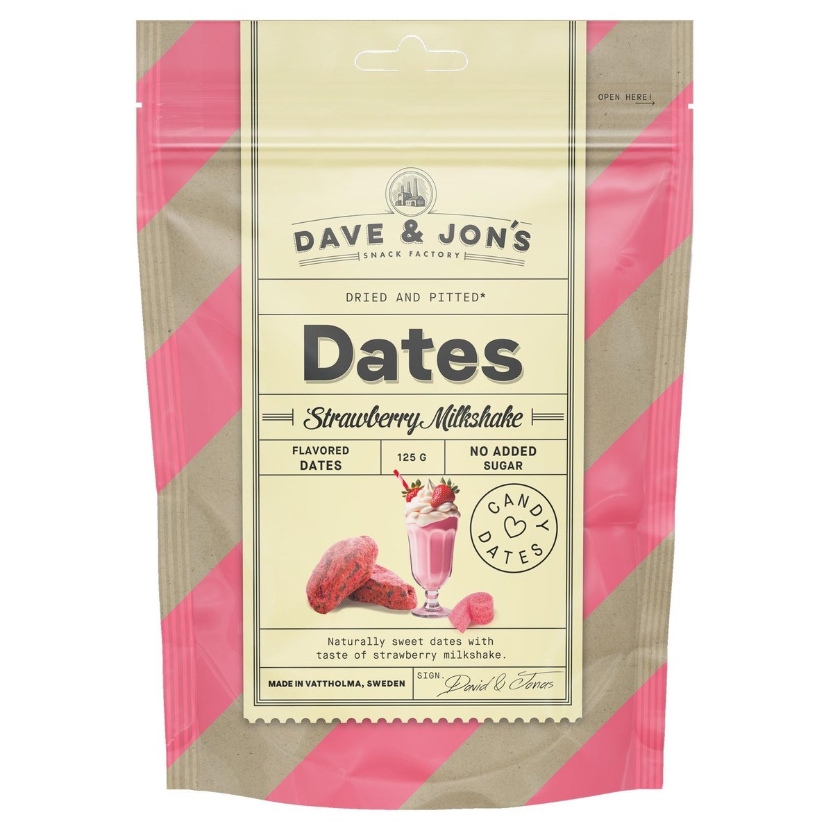 Dave & Jon's Dates Strawberry Milkshake - epres milkshake ízű datolya snack