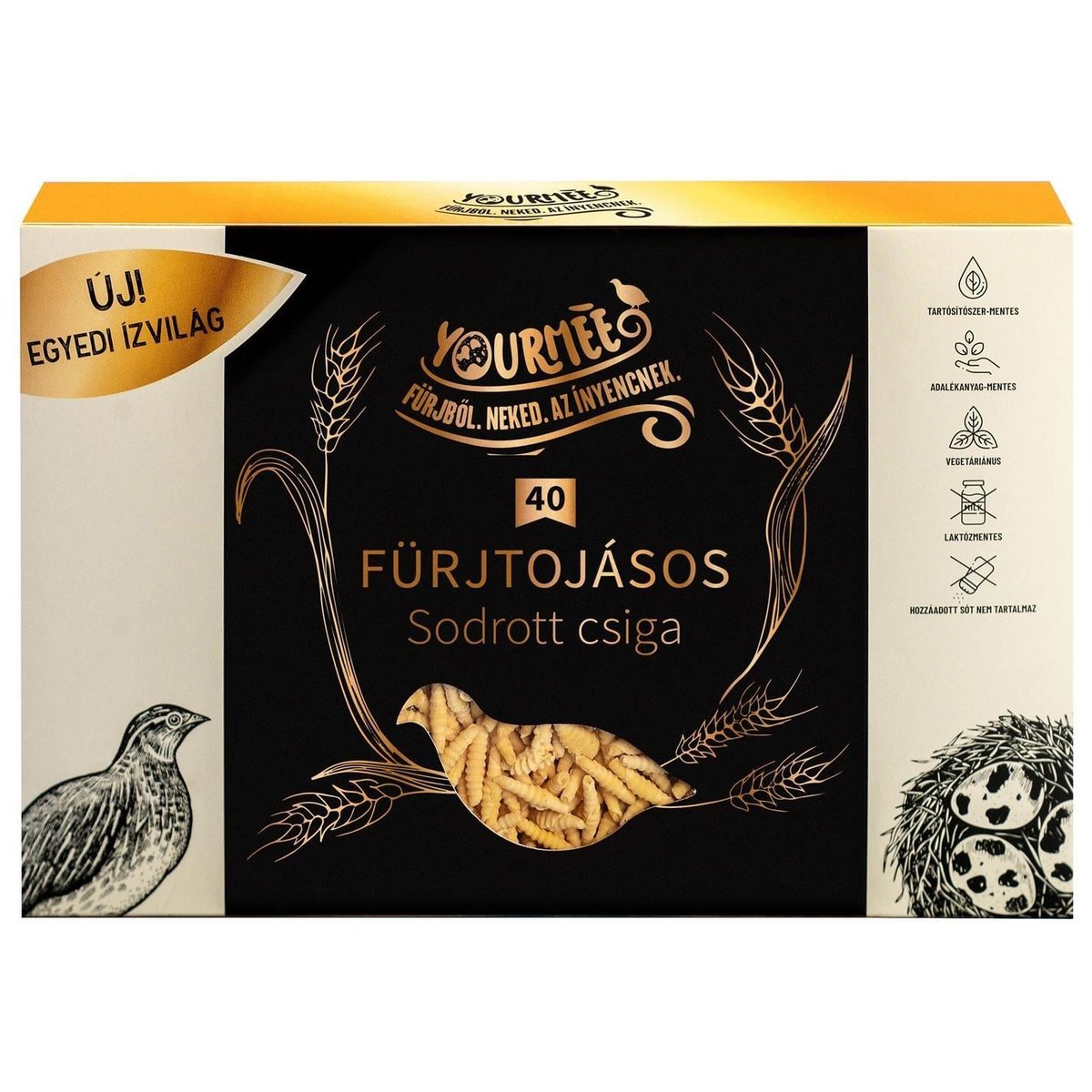 Yourméé 40 fürjtojásos száraztészta, sodrott csiga