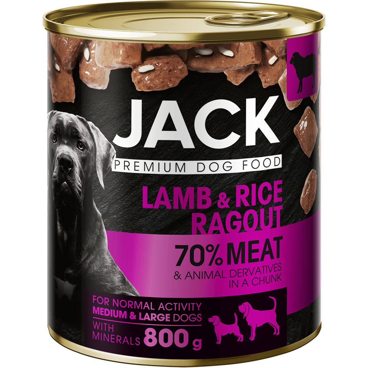 Jack teljes értékű nedves eledel/ konzerv kutyáknak, bárány-rizs ragu