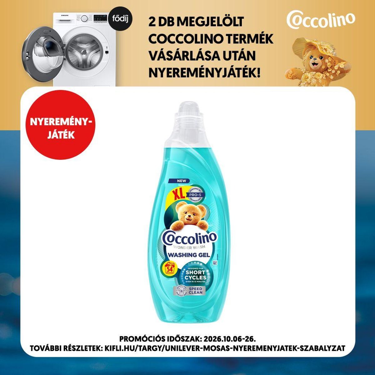 Coccolino Wonder Wash Speed Clean mosószer gyors mosáshoz, 2. 16 l