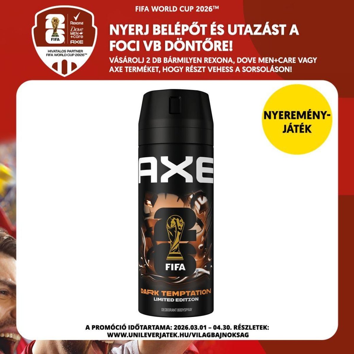 Axe Dark Temptation FIFA limitált kiadású dezodor, 150 ml