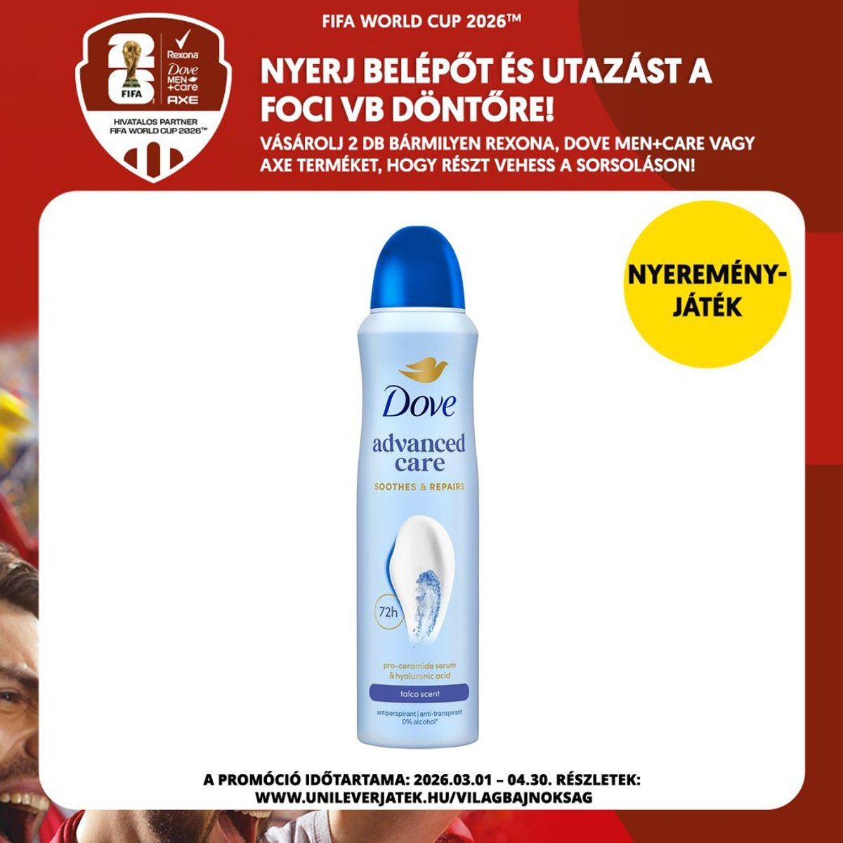 Dove Advanced Care Talco női izzadásgátló dezodor, 150 ml