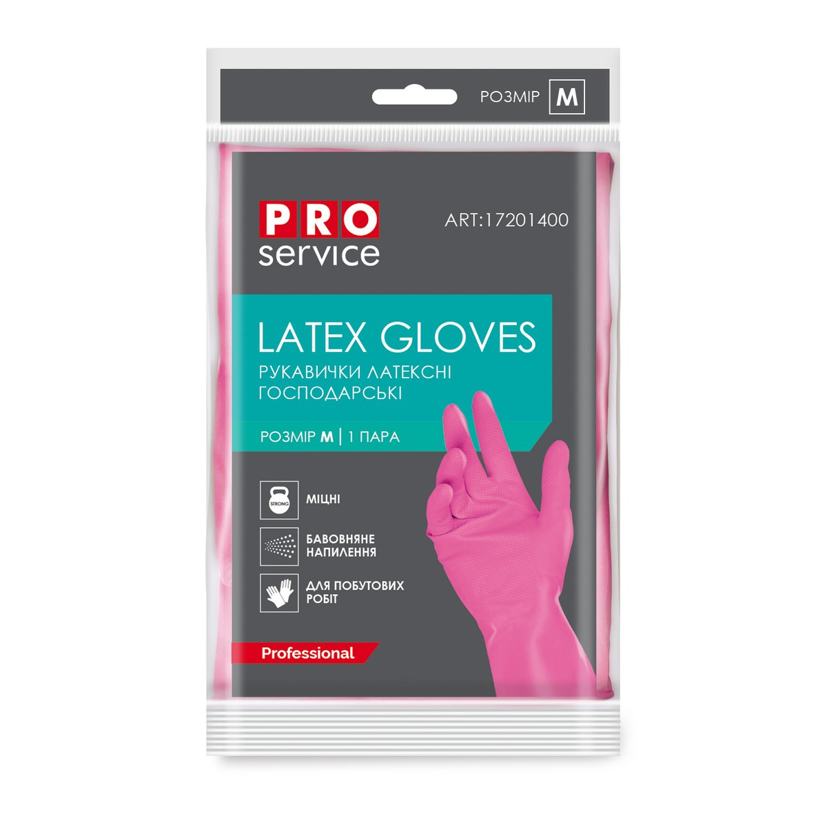 PRO Latex kesztyű erős Professzionális, rózsaszín, M méret