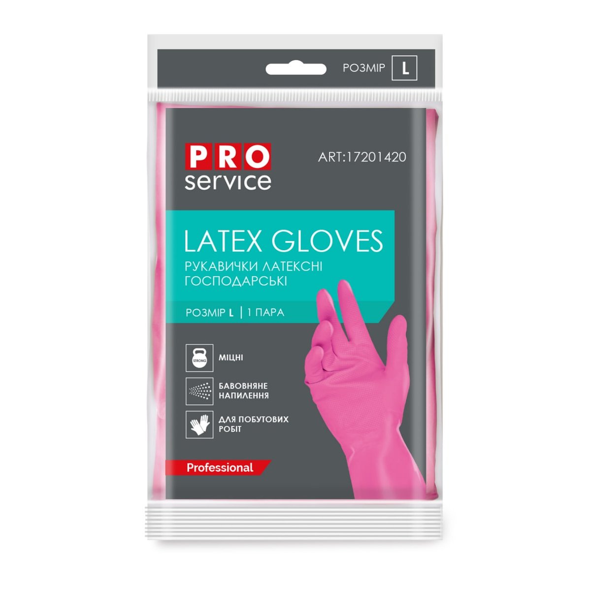 PRO Latex kesztyű erős Professzionális, rózsaszín, L méret