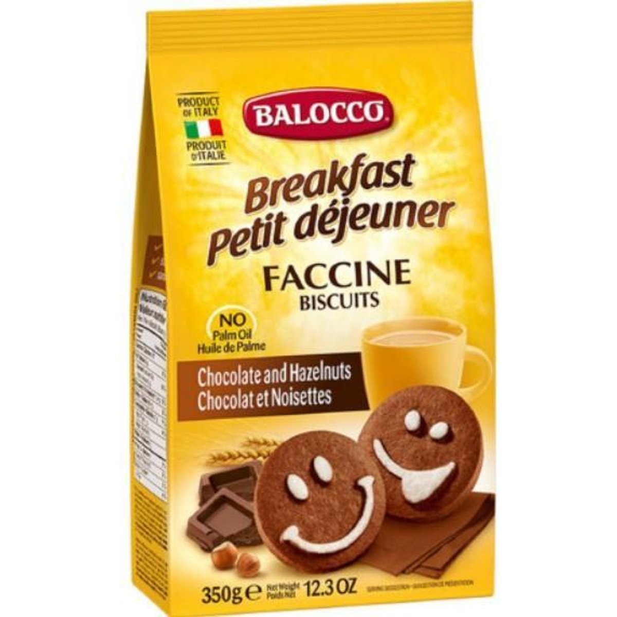Balocco Faccine reggeliző keksz csokoládéval és mogyoróval