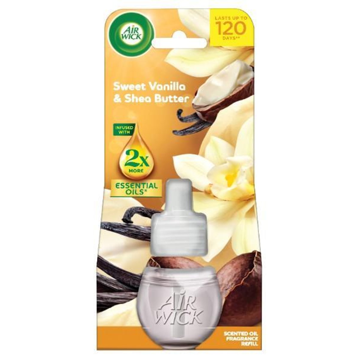 Air Wick elektromos légfrissítő utántöltő, Édes vanília és shea vaj illat, 19ml