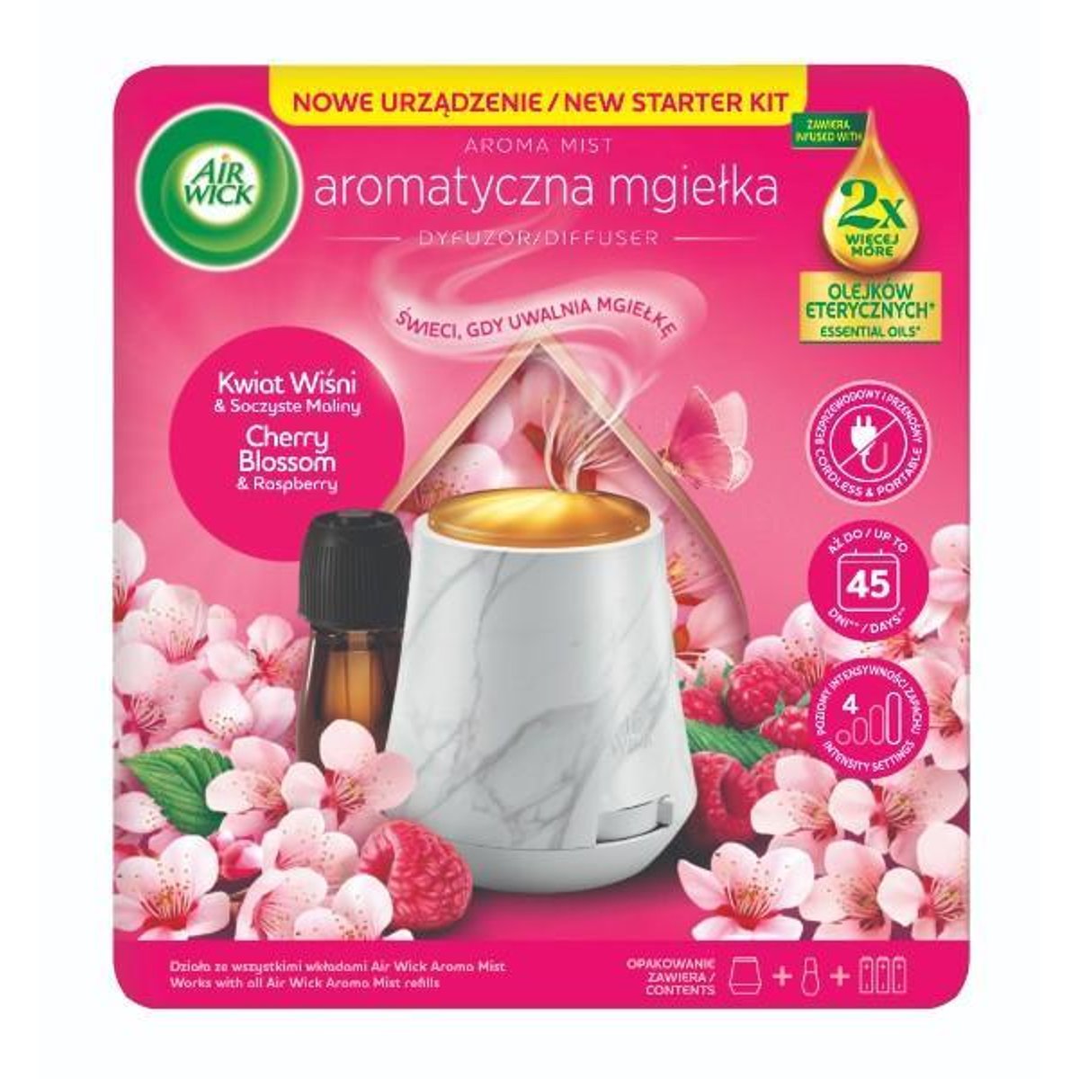 Air Wick Aroma Diffúzor készülék, Cseresznyevirág és málna illat, 20ml