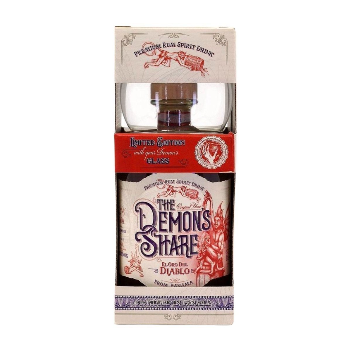 The Demons Share 3 éves rum díszdobozban 1 üvegpohárral