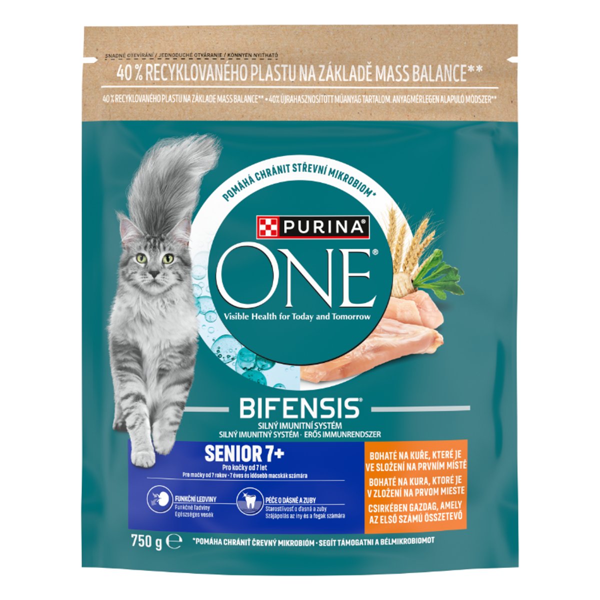 Purina One Senior Csirkében gazdag száraz macskaeledel 750g