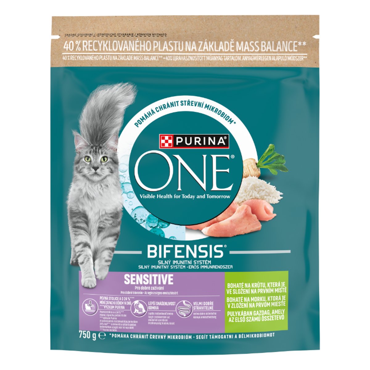 Purina One Sensitive Pulykában gazdag száraz macskaeledel 750g