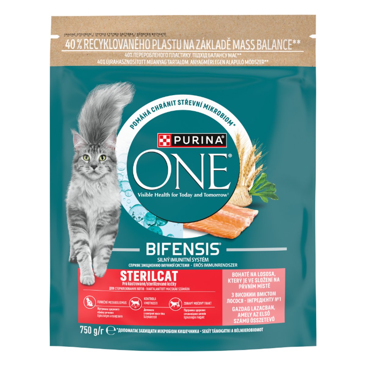 Purina One Sterilcat Lazacban gazdag száraz macskaeledel 750g