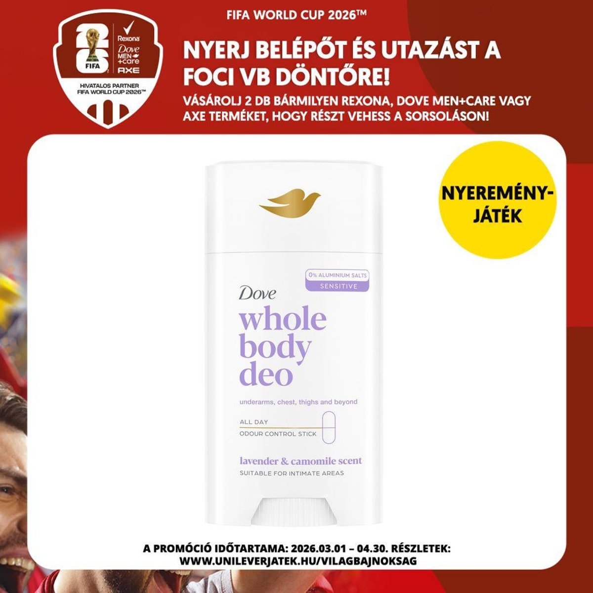 Dove Levendula & Kamilla illatú teljes test dezodor stift, 75ml