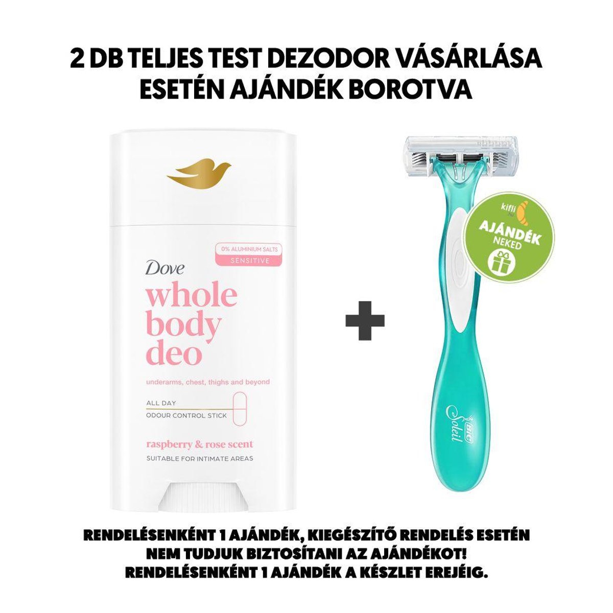 Dove Málna & Rózsa illatú teljes test dezodor stift, 75ml