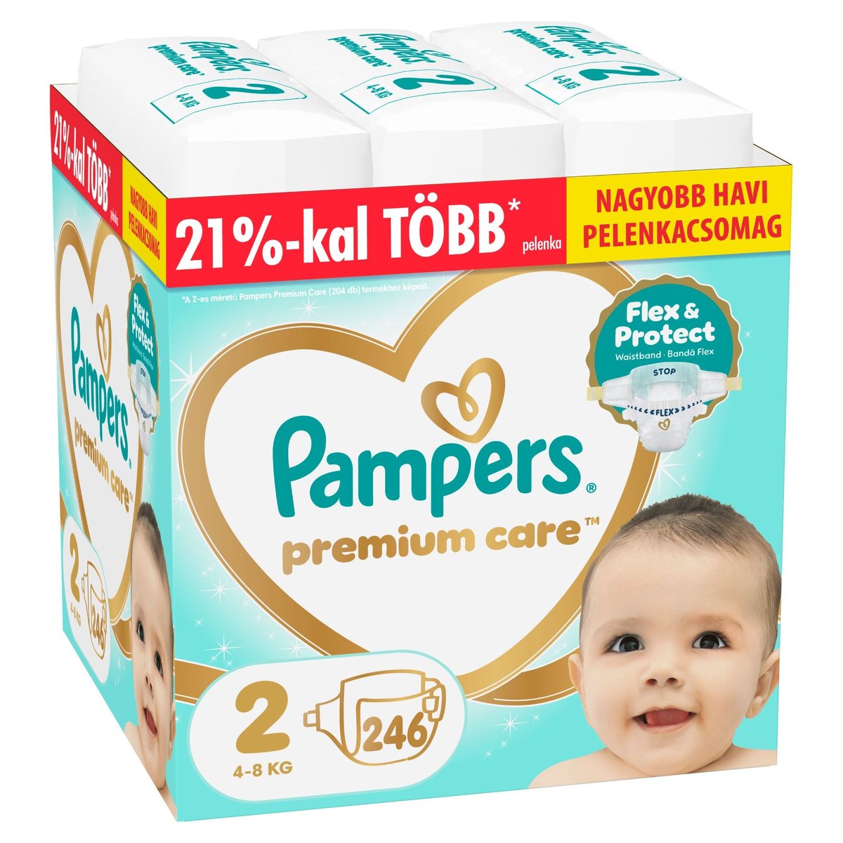 Pampers Premium Care Pelenka, Havi Pelenkacsomag, Méret: 2 (4-8 kg) 246 db