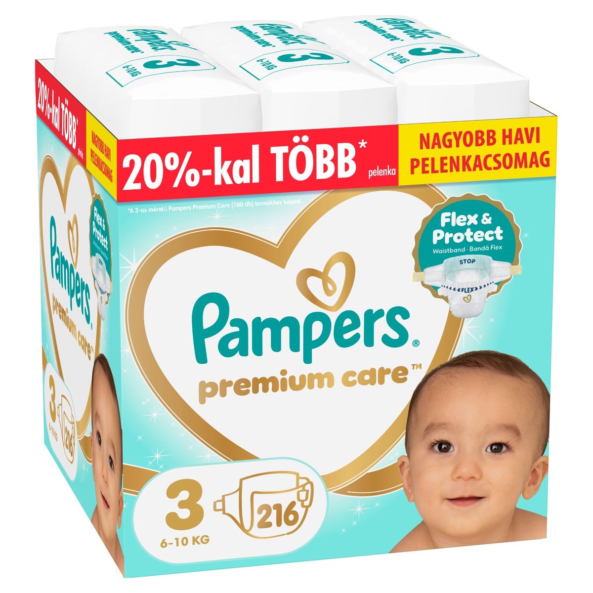 Pampers Premium Care Pelenka, Havi Pelenkacsomag, Méret: 3 (6-10 kg) 216 db