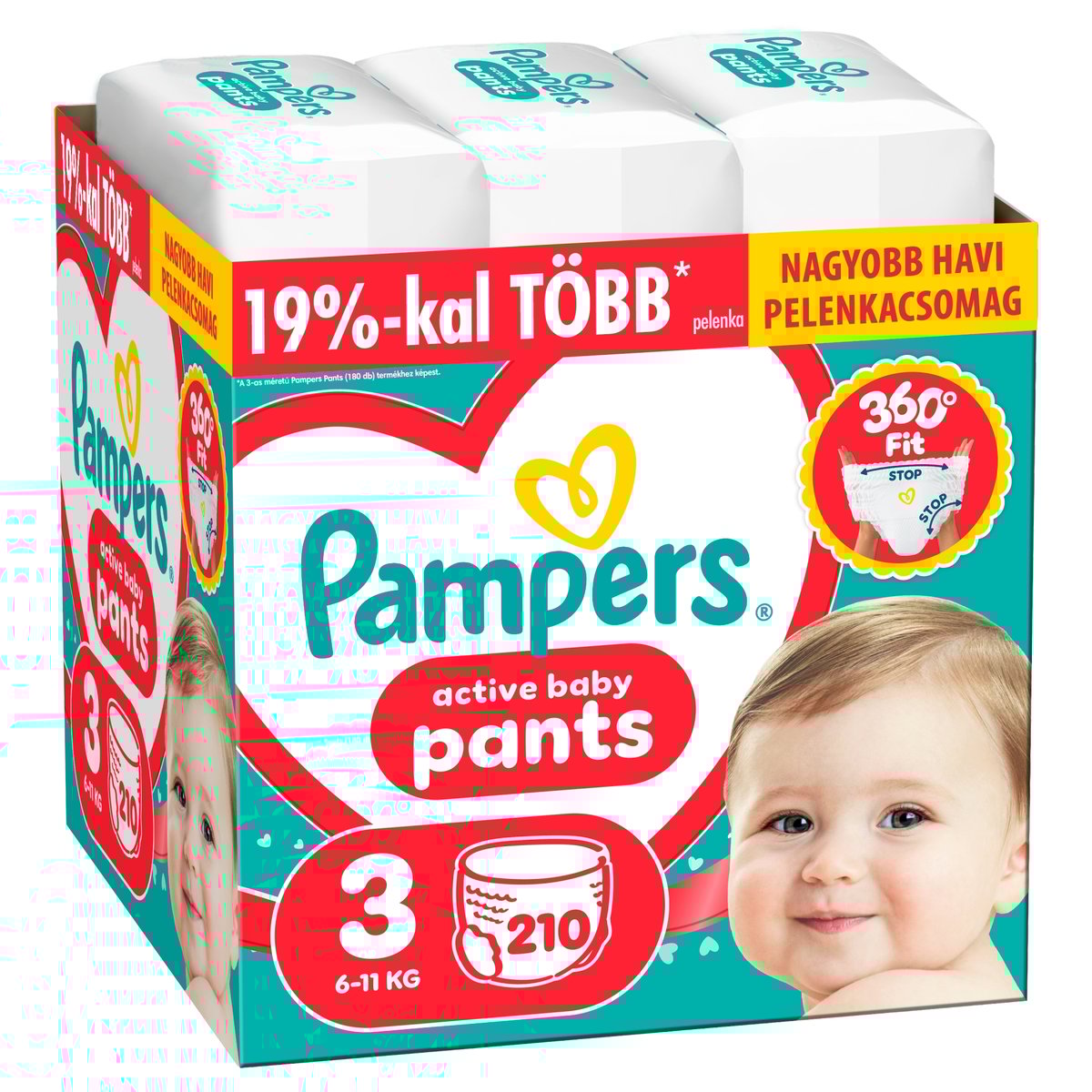 Pampers Active Baby Pants Bugyipelenka, Havi Pelenkacsomag, Méret: 3 (6-11 kg) 210 db
