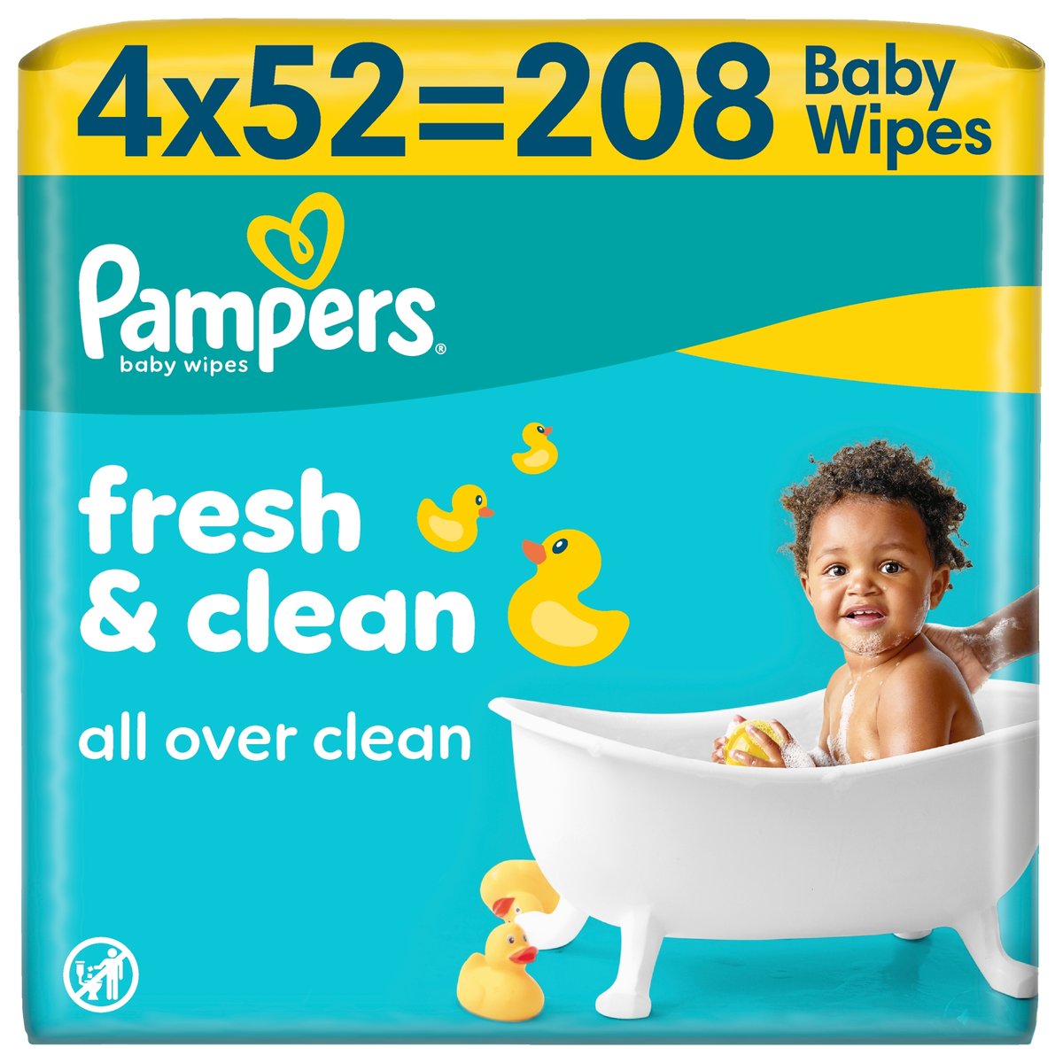 Pampers Fresh Clean Baby Nedves Törlőkendő, 4x52 db, 208 db