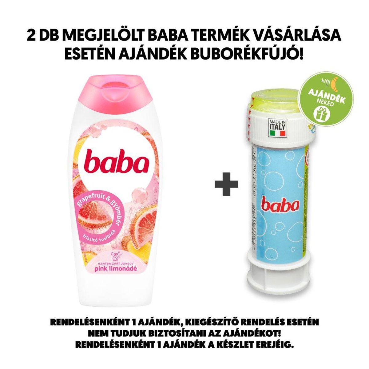 BABA Pink Limonádé tusfürdő Grapefruit és gyömbér illat, 400 ml