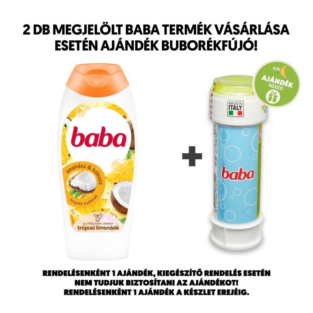 BABA Trópusi Limonádé tusfürdő Kókusz és ananász illat, 400 ml