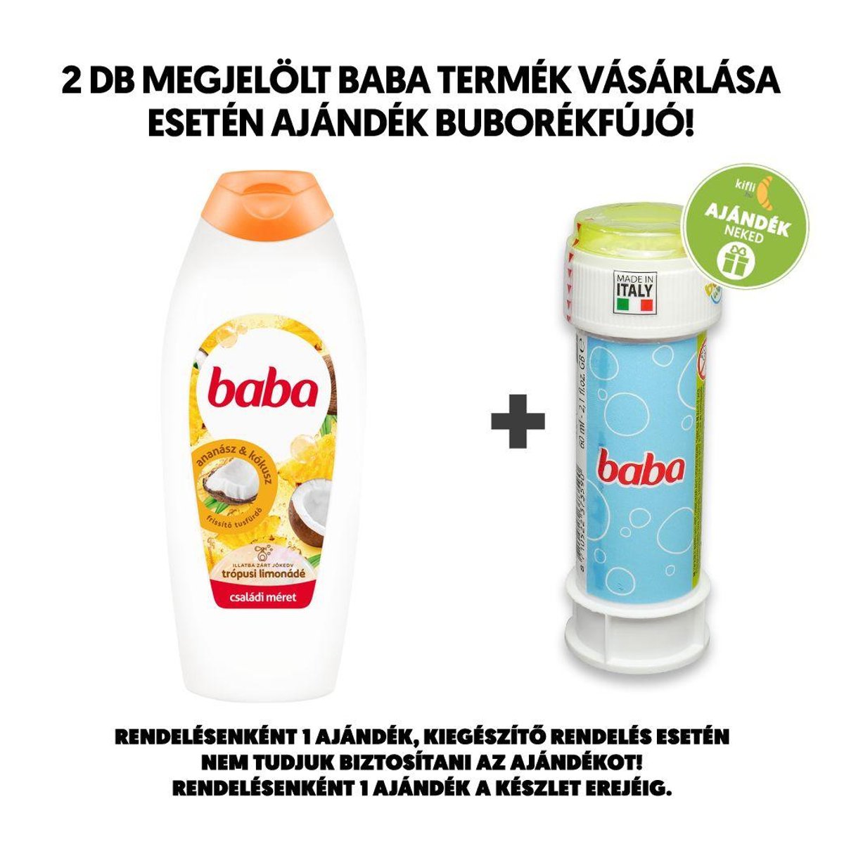 BABA Trópusi Limonádé tusfürdő Kókusz és ananász illat, 750 ml
