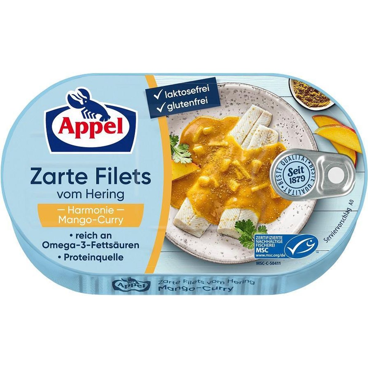 Appel Heringfilé Mangóval és Curryvel