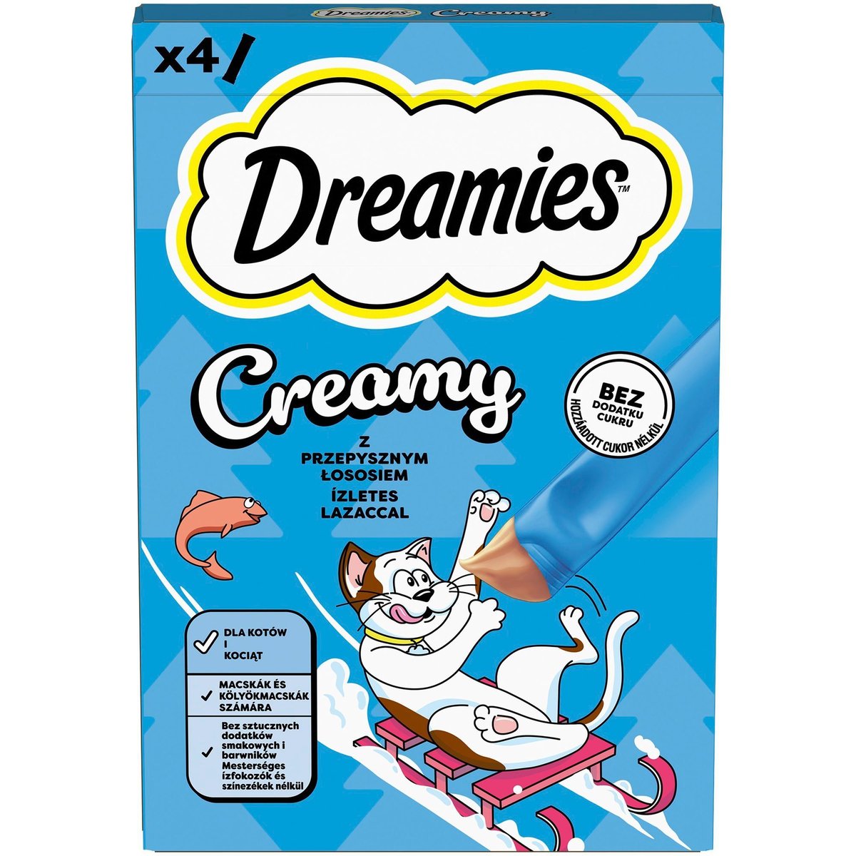Dreamies Creamy jutalomfalat macskák számára lazaccal